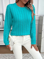 Women's Oversized Cable Knit Jumper with Round Neck