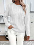 Women's Oversized Cable Knit Jumper with Round Neck