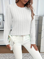 Women's Oversized Cable Knit Jumper with Round Neck
