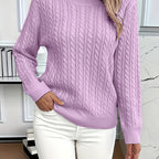 Women's Oversized Cable Knit Jumper with Round Neck