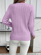 Women's Oversized Cable Knit Jumper with Round Neck