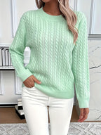 Women's Oversized Cable Knit Jumper with Round Neck