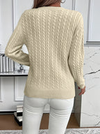 Women's Oversized Cable Knit Jumper with Round Neck