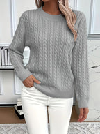 Women's Oversized Cable Knit Jumper with Round Neck
