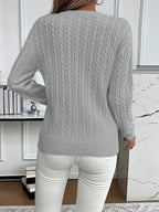 Women's Oversized Cable Knit Jumper with Round Neck