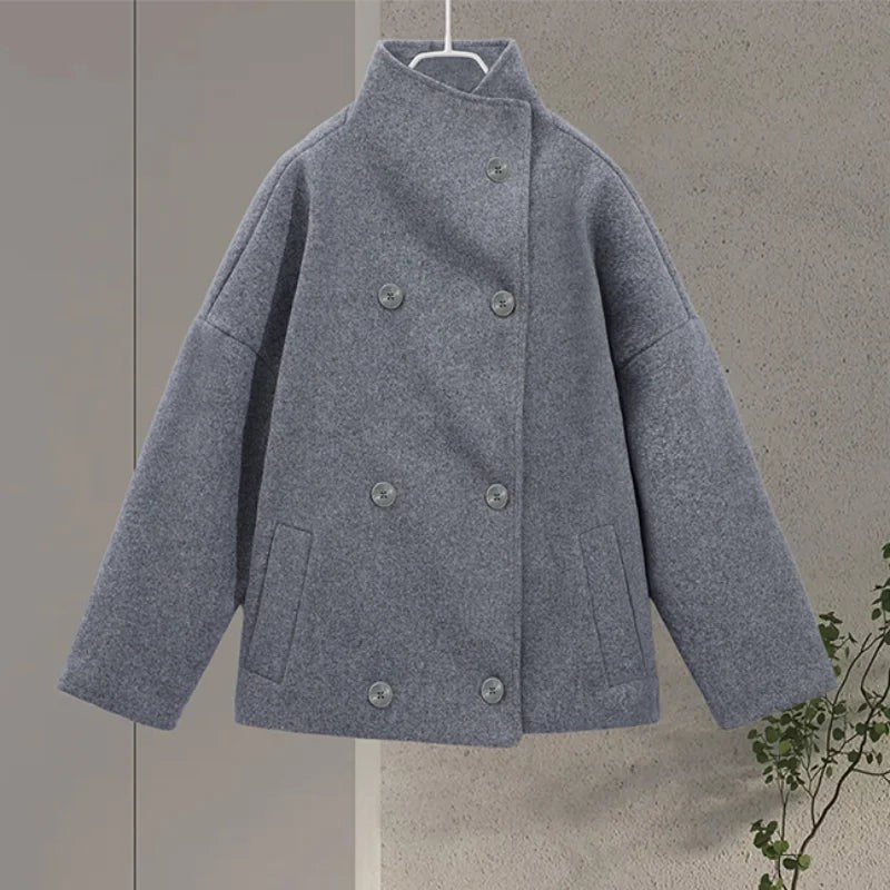 Women's Oversized Double Breasted Stand Collar Coats