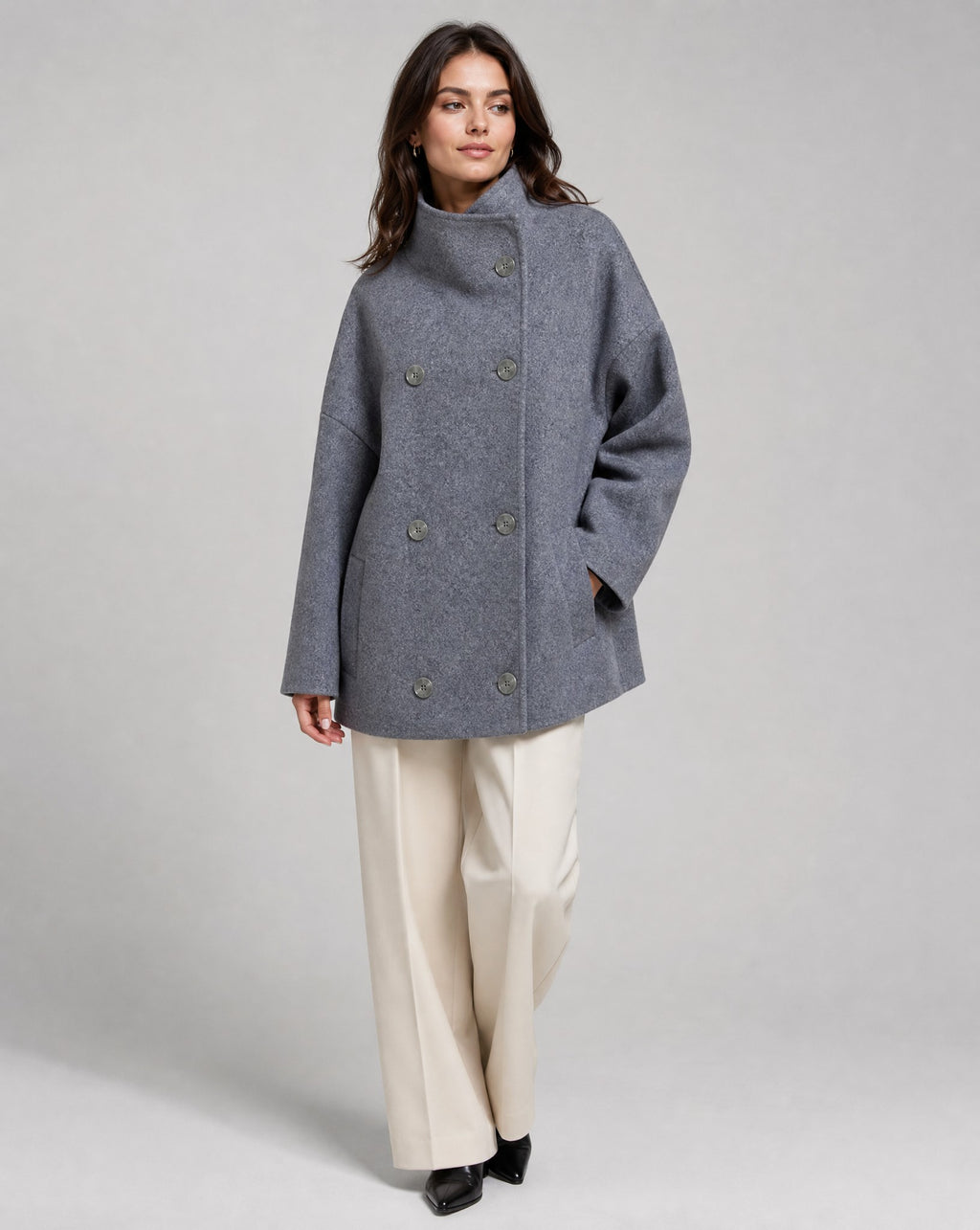 Women's Oversized Double Breasted Stand Collar Coats