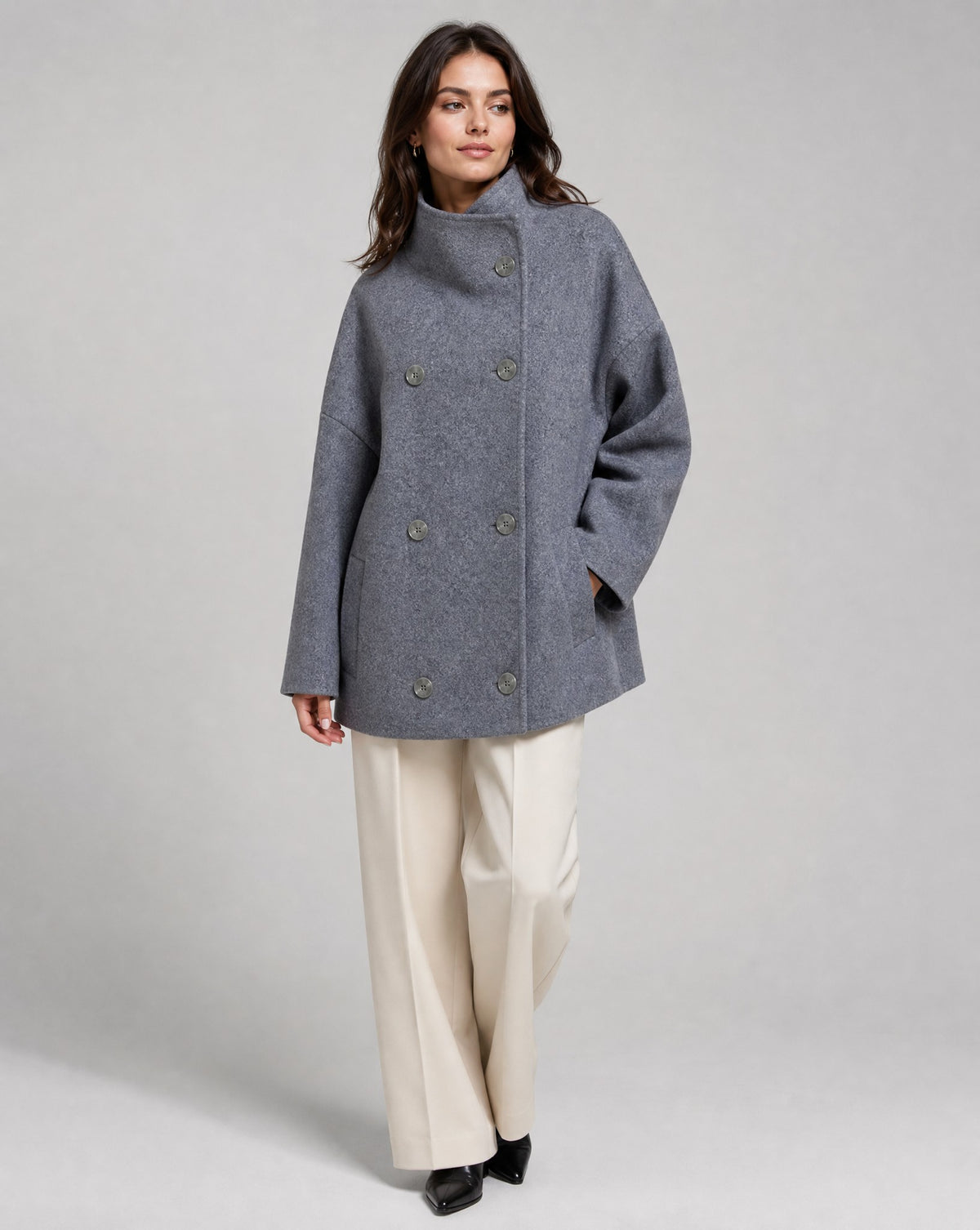 Women's Oversized Double Breasted Stand Collar Coats