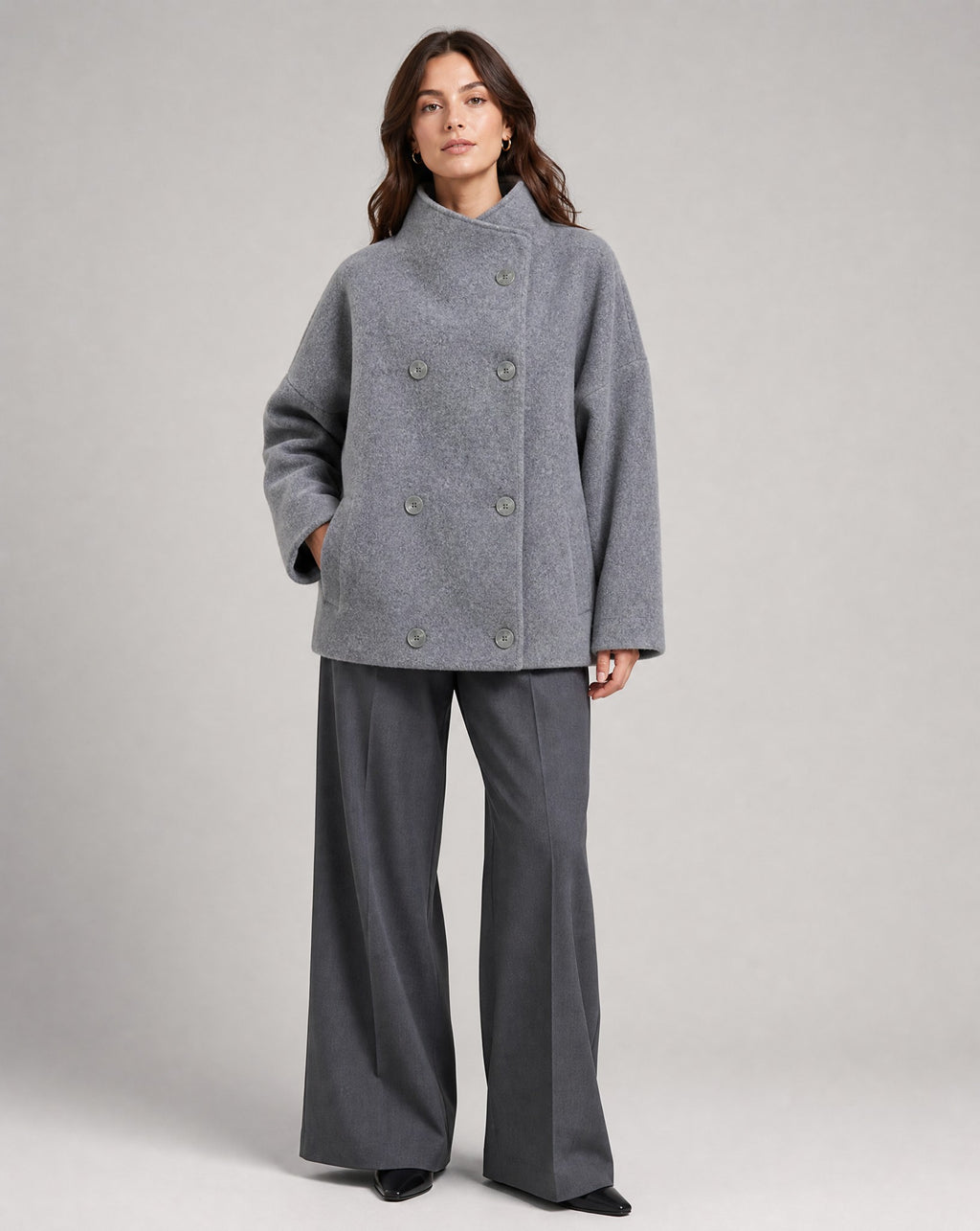 Women's Oversized Double Breasted Stand Collar Coats