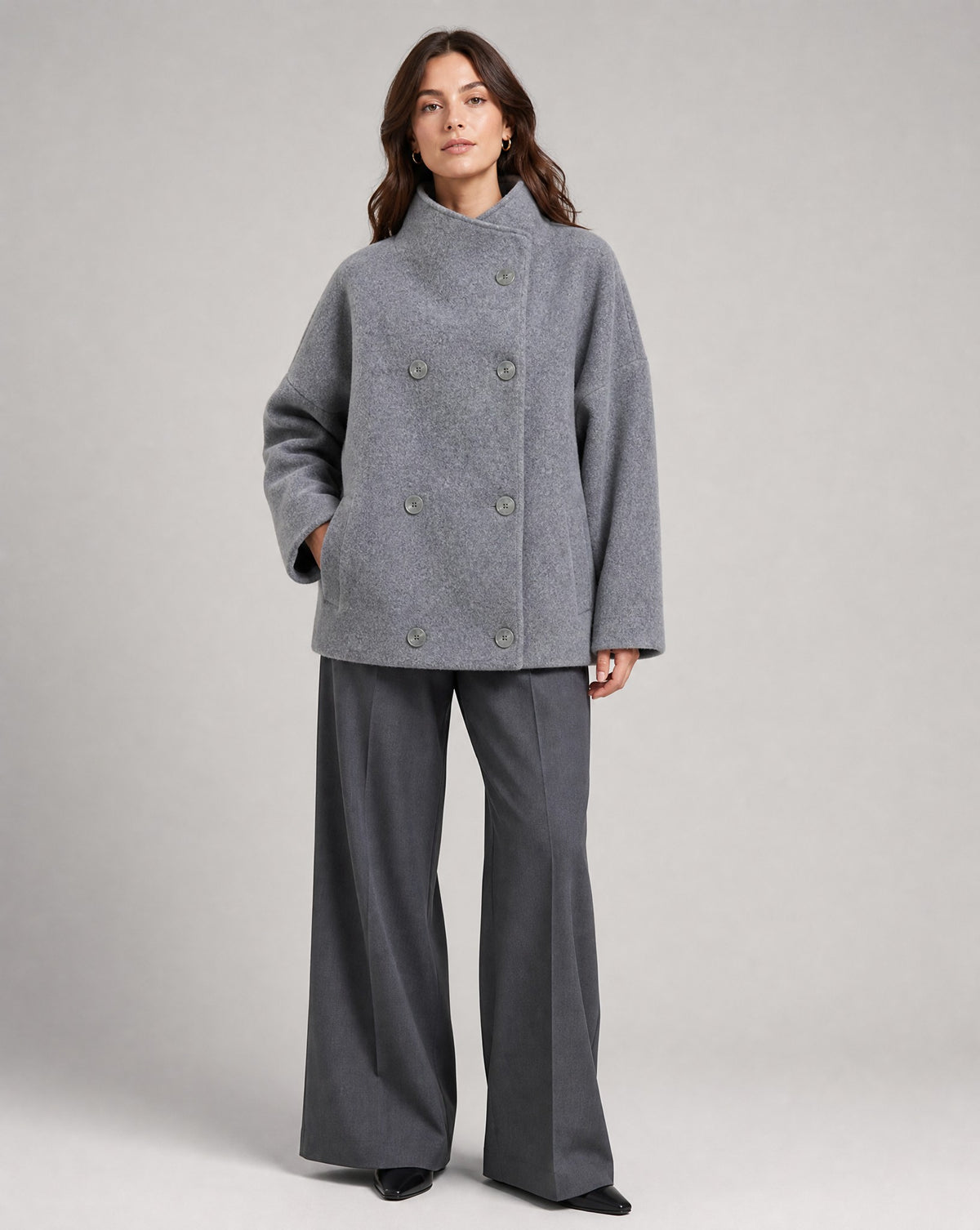 Women's Oversized Double Breasted Stand Collar Coats