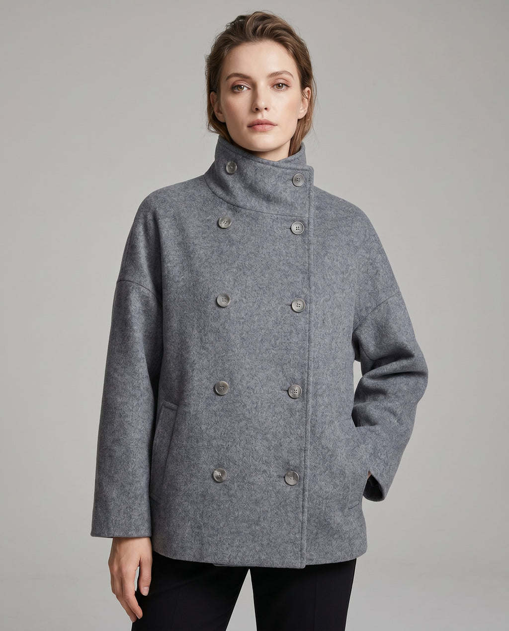 Women's Oversized Double Breasted Stand Collar Coats