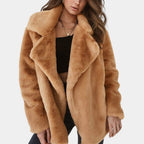 Women's Oversized Fluffy Coat with Wide Lapels