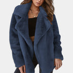 Women's Oversized Fluffy Coat with Wide Lapels