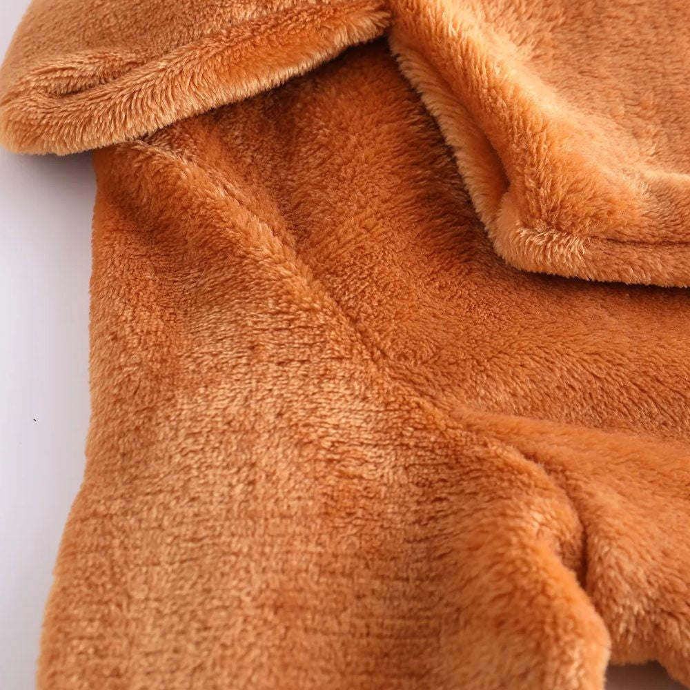 Women's Oversized Fluffy Coat with Wide Lapels