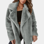 Women's Oversized Fluffy Coat with Wide Lapels