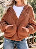 Women's Oversized Hooded Teddy Jacket with Zip