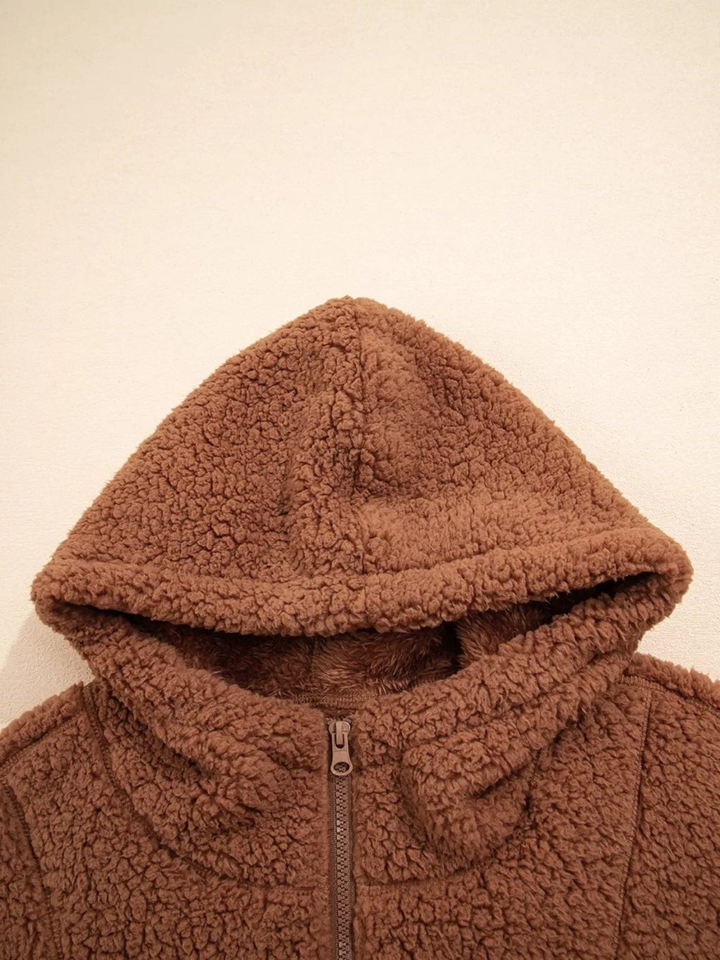Women's Oversized Hooded Teddy Jacket with Zip
