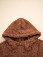Women's Oversized Hooded Teddy Jacket with Zip