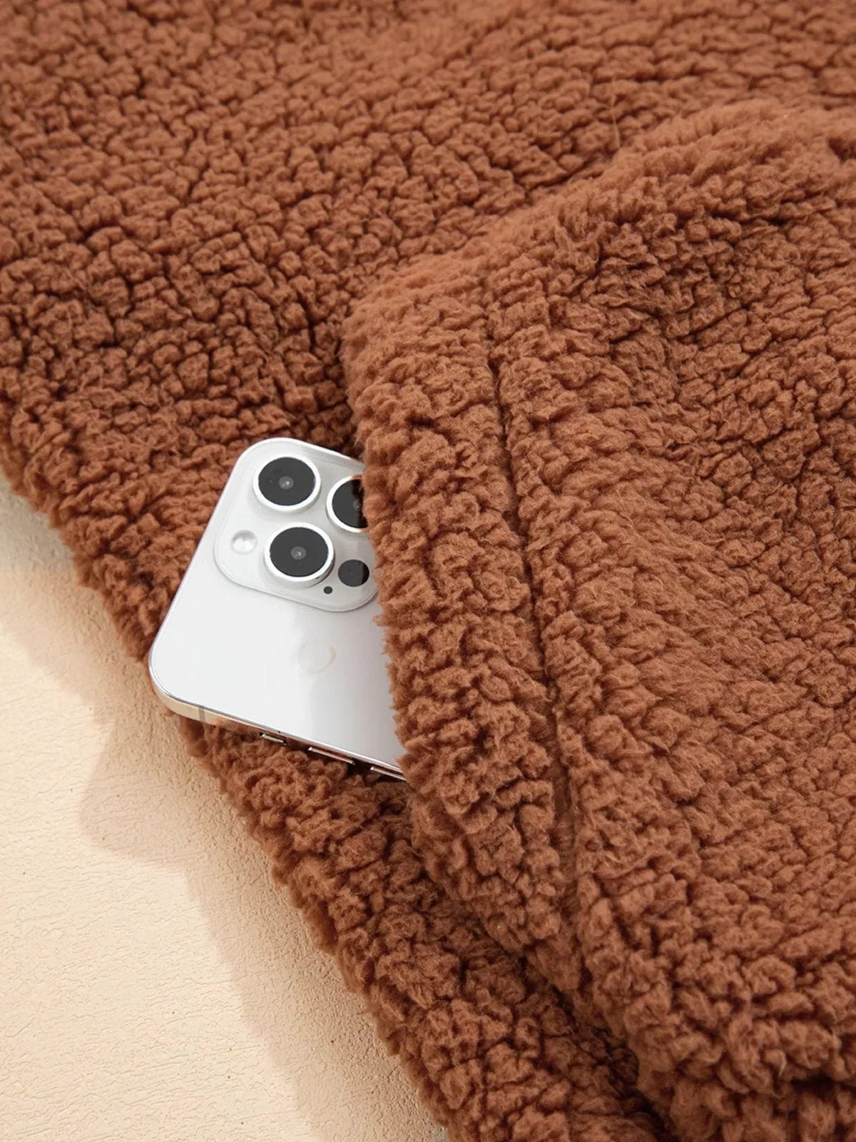 Women's Oversized Hooded Teddy Jacket with Zip