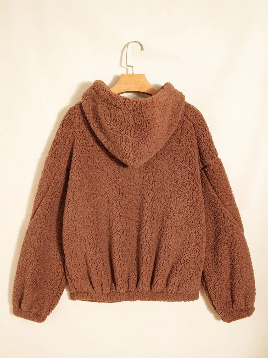 Women's Oversized Hooded Teddy Jacket with Zip