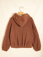 Women's Oversized Hooded Teddy Jacket with Zip