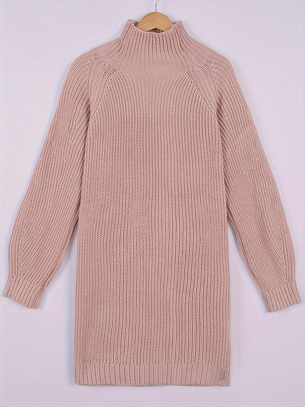 Women's Oversized Ribbed Half-Turtleneck Jumper Dress