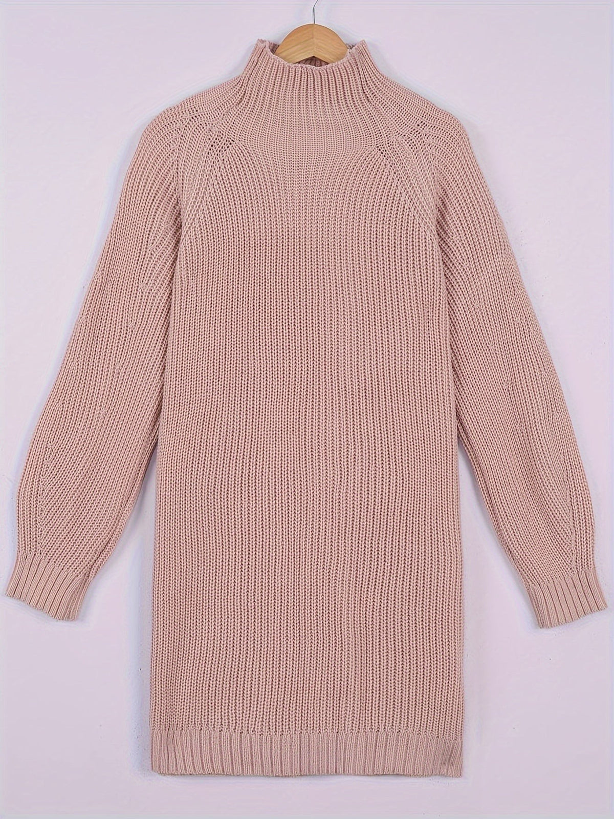 Women's Oversized Ribbed Half-Turtleneck Jumper Dress
