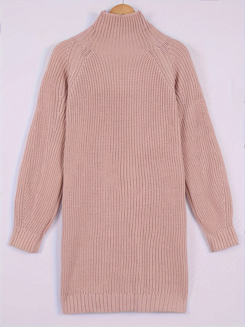 Women's Oversized Ribbed Half-Turtleneck Jumper Dress