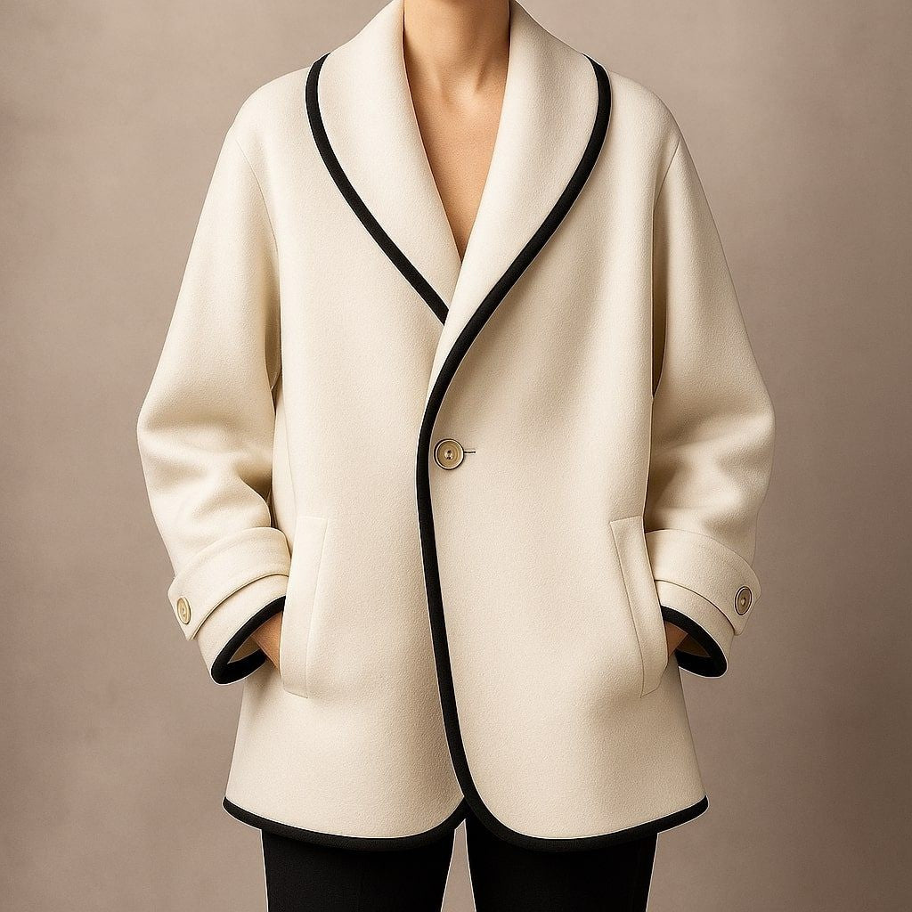 Women's Oversized Swing Coats with Contrast Trim