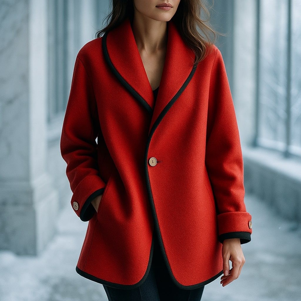 Women's Oversized Swing Coats with Contrast Trim