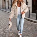 Women's Oversized Teddy Jacket with Flap Pockets
