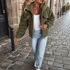 Women's Oversized Teddy Jacket with Flap Pockets