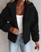 Women's Oversized Teddy Jacket with Flap Pockets