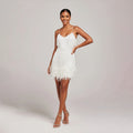 Women's Party Dresses with Fringe and Feather Hem