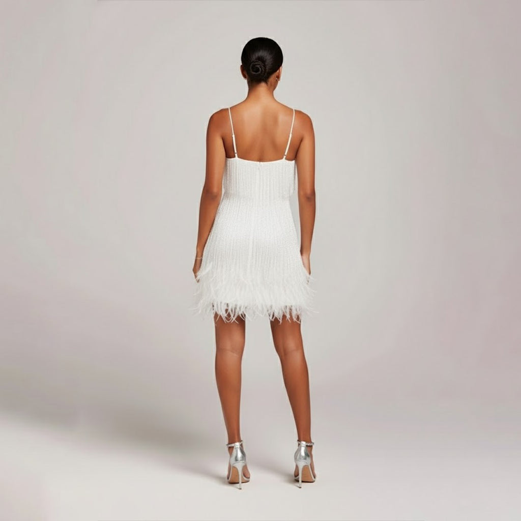 Women's Party Dresses with Fringe and Feather Hem
