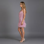 Women's Party Dresses with Fringe and Feather Hem
