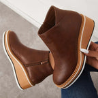 Women's Platform Ankle Boots with Side Zip