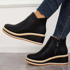 Women's Platform Ankle Boots with Side Zip
