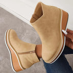 Women's Platform Ankle Boots with Side Zip