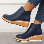 Women's Platform Ankle Boots with Side Zip