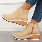 Women's Platform Ankle Boots with Side Zip