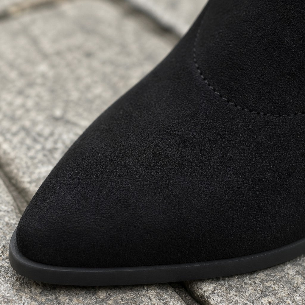 Women's Pointed Toe Faux Suede Block Heel Ankle Boots