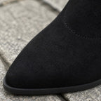 Women's Pointed Toe Faux Suede Block Heel Ankle Boots