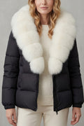 Women's Puffer Jacket with Faux Fur Trim Hood