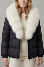 Women's Puffer Jacket with Faux Fur Trim Hood