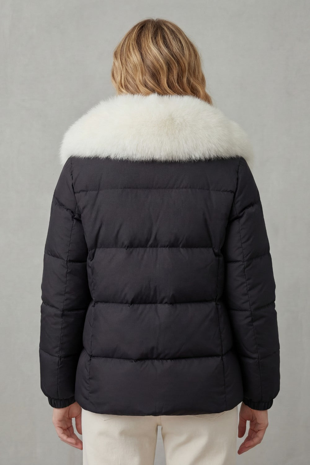 Women's Puffer Jacket with Faux Fur Trim Hood
