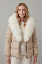 Women's Puffer Jacket with Faux Fur Trim Hood