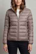 Women's Puffer Jacket with Hood and Full-Length Zip