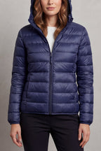 Women's Puffer Jacket with Hood and Full-Length Zip