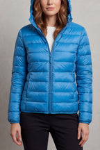 Women's Puffer Jacket with Hood and Full-Length Zip